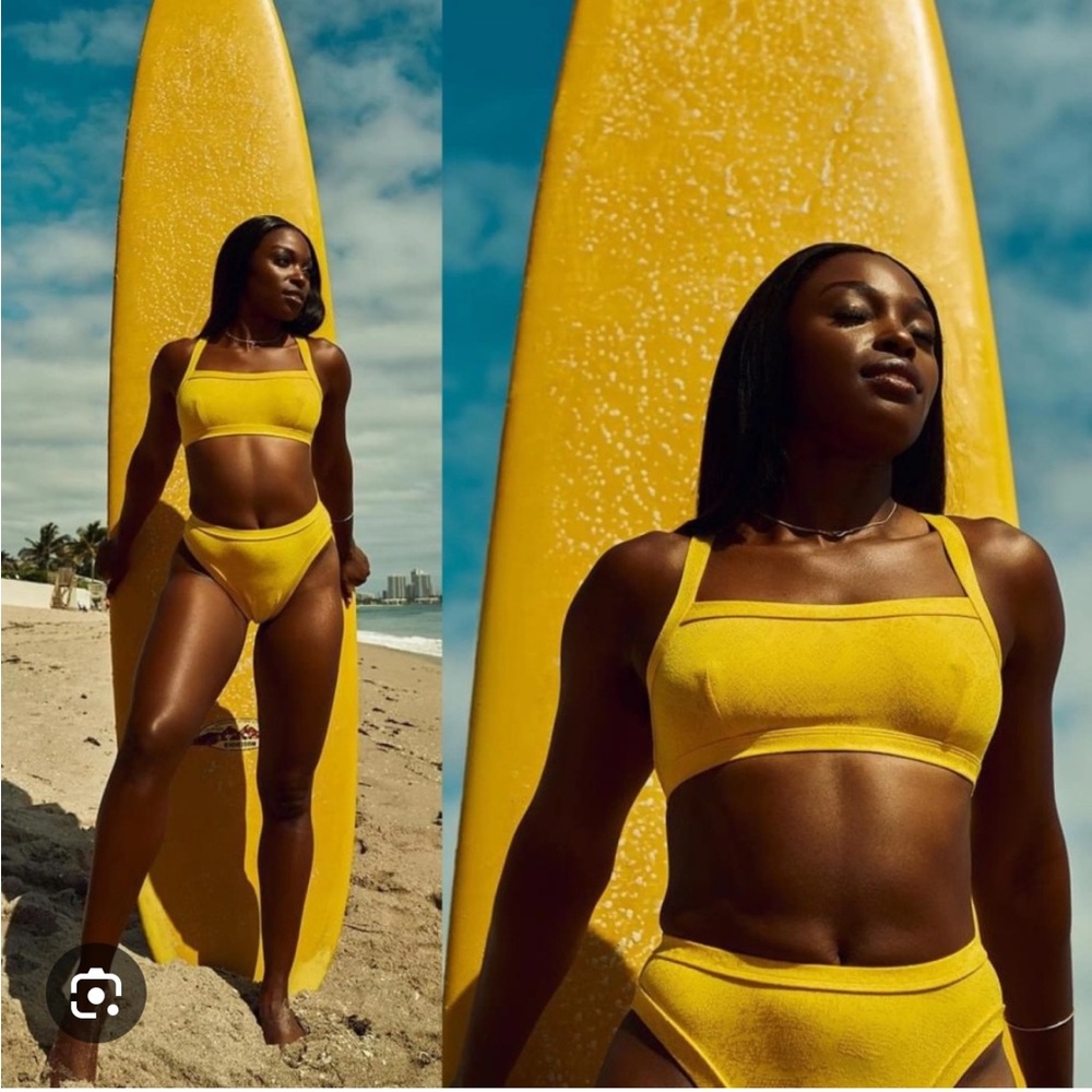 NWT - Solid & Striped Scottie yellow bikini set